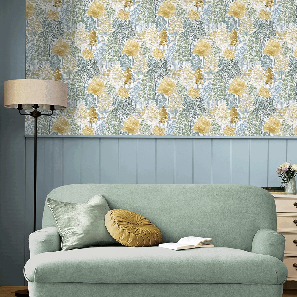 Bernwood Wallpaper 130153 by Laura Ashley in Ochre Yellow